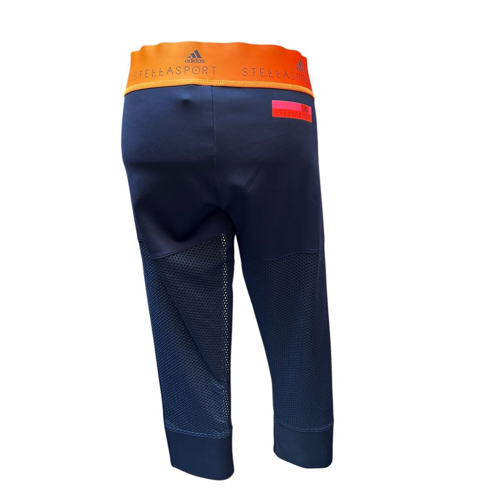 Adidas StellaSport Leggings Womens Large Navy Orange Cropped Athletic EUC - Picture 2 of 5